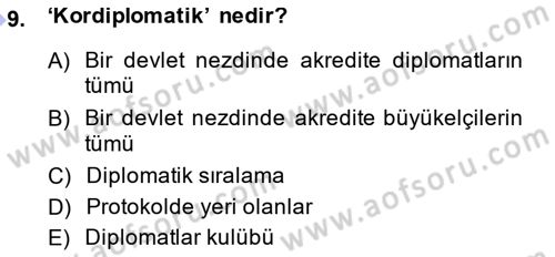 Diplomasi Tarihi Dersi 2013 - 2014 Yılı (Final) Dönem Sonu Sınav Soruları 9. Soru