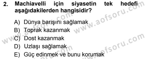 Diplomasi Tarihi Dersi 2013 - 2014 Yılı Tek Ders Sınav Soruları 2. Soru