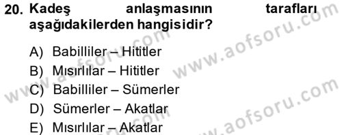 Diplomasi Tarihi Dersi Ara Sınavı Deneme Sınav Soruları 20. Soru