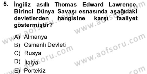 Diplomasi Tarihi Dersi Ara Sınavı Deneme Sınav Soruları 5. Soru