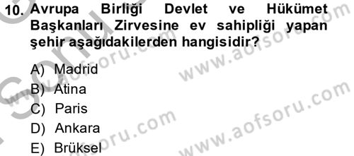 Diplomasi Tarihi Dersi 2014 - 2015 Yılı (Final) Dönem Sonu Sınav Soruları 10. Soru