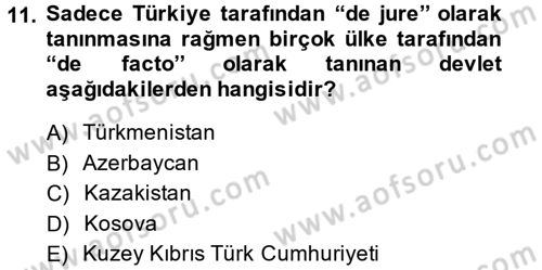 Diplomasi Tarihi Dersi 2014 - 2015 Yılı (Final) Dönem Sonu Sınav Soruları 11. Soru
