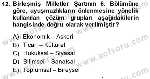 Diplomasi Tarihi Dersi 2014 - 2015 Yılı (Final) Dönem Sonu Sınav Soruları 12. Soru