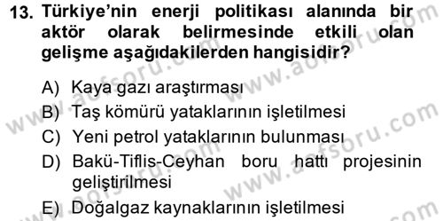 Diplomasi Tarihi Dersi 2014 - 2015 Yılı (Final) Dönem Sonu Sınav Soruları 13. Soru