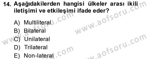 Diplomasi Tarihi Dersi 2014 - 2015 Yılı (Final) Dönem Sonu Sınav Soruları 14. Soru