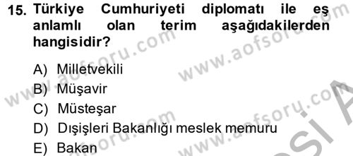 Diplomasi Tarihi Dersi 2014 - 2015 Yılı (Final) Dönem Sonu Sınav Soruları 15. Soru