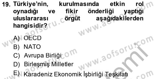 Diplomasi Tarihi Dersi 2014 - 2015 Yılı (Final) Dönem Sonu Sınav Soruları 19. Soru