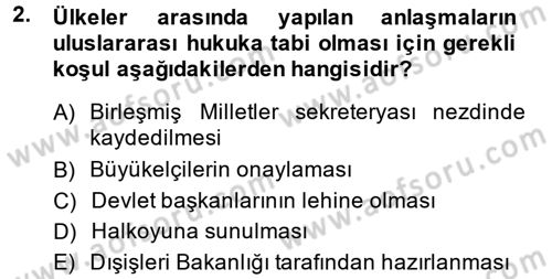 Diplomasi Tarihi Dersi 2014 - 2015 Yılı (Final) Dönem Sonu Sınav Soruları 2. Soru