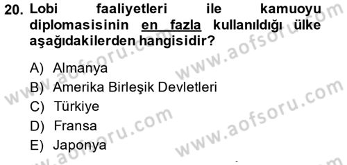 Diplomasi Tarihi Dersi 2014 - 2015 Yılı (Final) Dönem Sonu Sınav Soruları 20. Soru