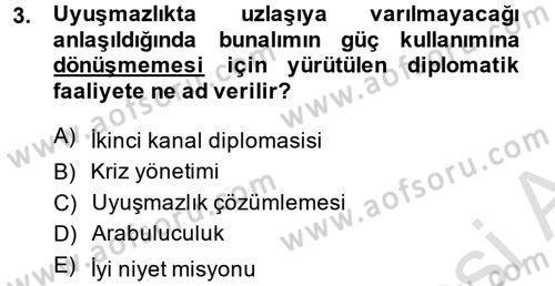 Diplomasi Tarihi Dersi 2014 - 2015 Yılı Tek Ders Sınav Soruları 3. Soru