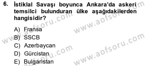 Diplomasi Tarihi Dersi 2014 - 2015 Yılı Tek Ders Sınav Soruları 6. Soru