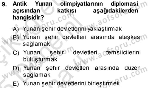Diplomasi Tarihi Dersi 2014 - 2015 Yılı Tek Ders Sınav Soruları 9. Soru