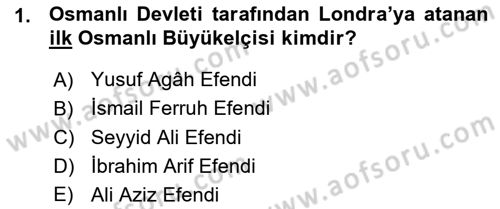 Diplomasi Tarihi Dersi Ara Sınavı Deneme Sınav Soruları 1. Soru