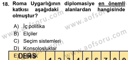 Diplomasi Tarihi Dersi Ara Sınavı Deneme Sınav Soruları 18. Soru