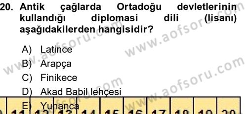 Diplomasi Tarihi Dersi 2015 - 2016 Yılı (Vize) Ara Sınav Soruları 20. Soru