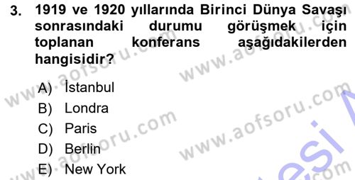 Diplomasi Tarihi Dersi 2015 - 2016 Yılı (Vize) Ara Sınav Soruları 3. Soru