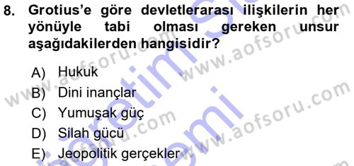 Diplomasi Tarihi Dersi 2015 - 2016 Yılı (Vize) Ara Sınavı 8. Soru