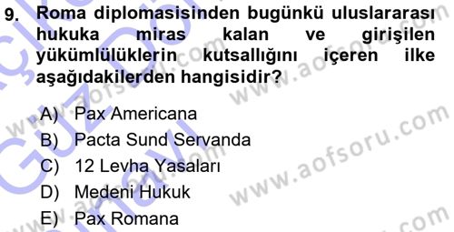 Diplomasi Tarihi Dersi Ara Sınavı Deneme Sınav Soruları 9. Soru