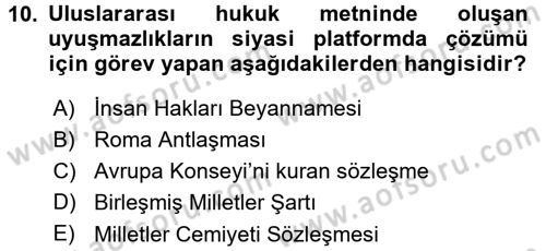 Diplomasi Tarihi Dersi 2015 - 2016 Yılı (Final) Dönem Sonu Sınav Soruları 10. Soru