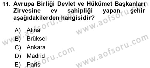 Diplomasi Tarihi Dersi 2015 - 2016 Yılı (Final) Dönem Sonu Sınav Soruları 11. Soru