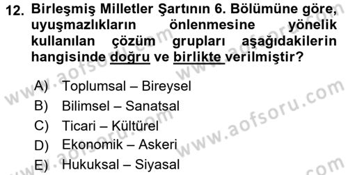 Diplomasi Tarihi Dersi 2015 - 2016 Yılı (Final) Dönem Sonu Sınav Soruları 12. Soru