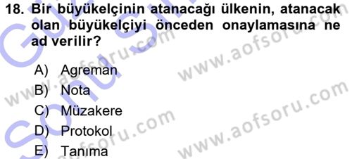 Diplomasi Tarihi Dersi 2015 - 2016 Yılı (Final) Dönem Sonu Sınav Soruları 18. Soru