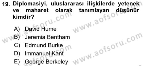 Diplomasi Tarihi Dersi 2015 - 2016 Yılı (Final) Dönem Sonu Sınav Soruları 19. Soru