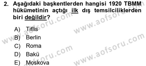 Diplomasi Tarihi Dersi 2015 - 2016 Yılı (Final) Dönem Sonu Sınav Soruları 2. Soru