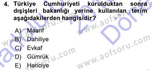 Diplomasi Tarihi Dersi 2015 - 2016 Yılı (Final) Dönem Sonu Sınav Soruları 4. Soru