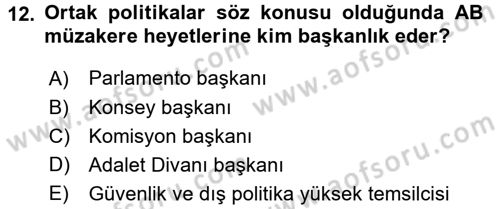 Diplomasi Tarihi Dersi 2015 - 2016 Yılı Tek Ders Sınav Soruları 12. Soru