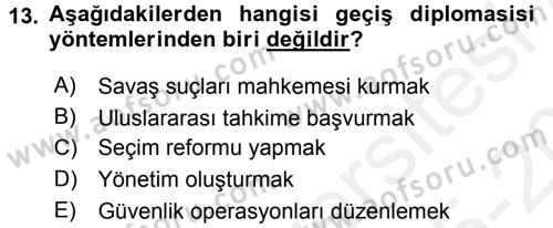Diplomasi Tarihi Dersi 2015 - 2016 Yılı Tek Ders Sınav Soruları 13. Soru