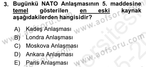 Diplomasi Tarihi Dersi 2015 - 2016 Yılı Tek Ders Sınav Soruları 3. Soru