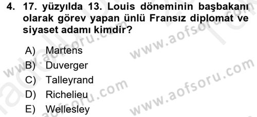 Diplomasi Tarihi Dersi 2015 - 2016 Yılı Tek Ders Sınav Soruları 4. Soru