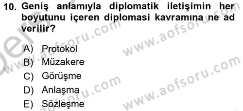 Diplomasi Tarihi Dersi 2016 - 2017 Yılı 3 Ders Sınav Soruları 10. Soru