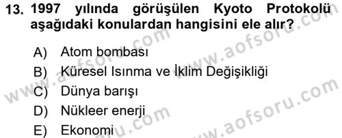 Diplomasi Tarihi Dersi 2016 - 2017 Yılı 3 Ders Sınav Soruları 13. Soru