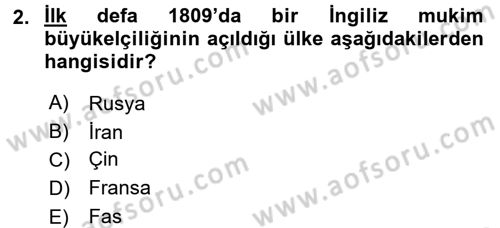Diplomasi Tarihi Dersi 2016 - 2017 Yılı 3 Ders Sınav Soruları 2. Soru