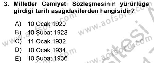Diplomasi Tarihi Dersi 2016 - 2017 Yılı 3 Ders Sınav Soruları 3. Soru
