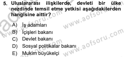 Diplomasi Tarihi Dersi 2016 - 2017 Yılı 3 Ders Sınav Soruları 5. Soru