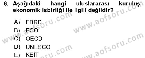 Diplomasi Tarihi Dersi 2016 - 2017 Yılı 3 Ders Sınav Soruları 6. Soru