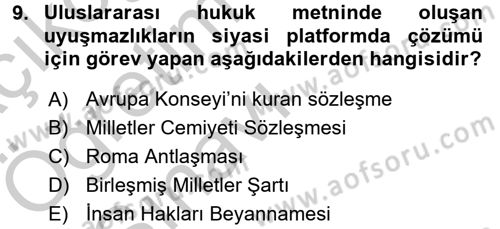 Diplomasi Tarihi Dersi 2016 - 2017 Yılı 3 Ders Sınav Soruları 9. Soru