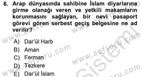 Diplomasi Tarihi Dersi Ara Sınavı Deneme Sınav Soruları 6. Soru