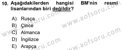 Diplomasi Tarihi Dersi 2016 - 2017 Yılı (Final) Dönem Sonu Sınav Soruları 10. Soru
