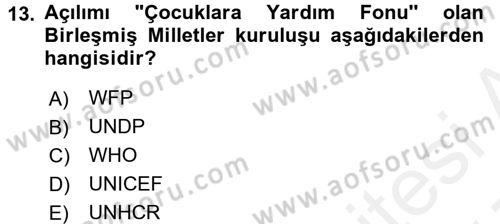 Diplomasi Tarihi Dersi 2016 - 2017 Yılı (Final) Dönem Sonu Sınav Soruları 13. Soru