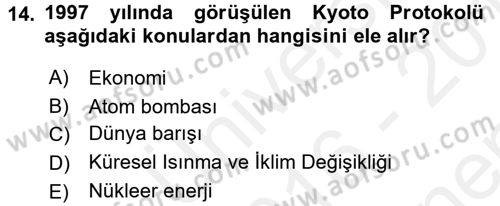 Diplomasi Tarihi Dersi 2016 - 2017 Yılı (Final) Dönem Sonu Sınav Soruları 14. Soru