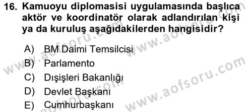 Diplomasi Tarihi Dersi 2016 - 2017 Yılı (Final) Dönem Sonu Sınav Soruları 16. Soru