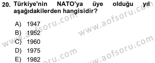 Diplomasi Tarihi Dersi 2016 - 2017 Yılı (Final) Dönem Sonu Sınav Soruları 20. Soru
