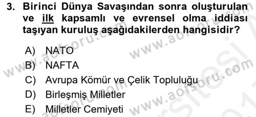 Diplomasi Tarihi Dersi 2016 - 2017 Yılı (Final) Dönem Sonu Sınav Soruları 3. Soru