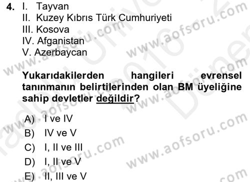 Diplomasi Tarihi Dersi 2016 - 2017 Yılı (Final) Dönem Sonu Sınav Soruları 4. Soru