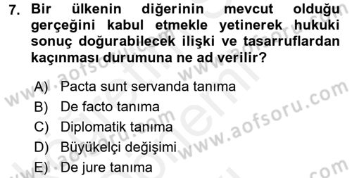 Diplomasi Tarihi Dersi 2016 - 2017 Yılı (Final) Dönem Sonu Sınav Soruları 7. Soru