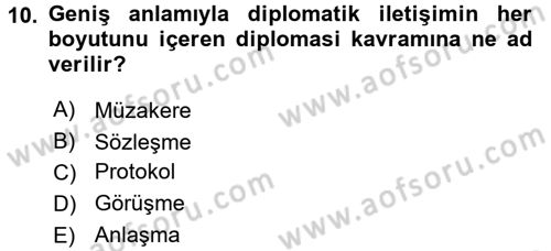 Diplomasi Tarihi Dersi 2017 - 2018 Yılı 3 Ders Sınav Soruları 10. Soru